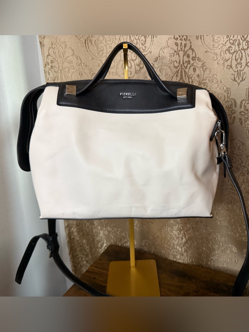 NWOT Fiorelli Two-Tone Black & Cream Satchel Bag